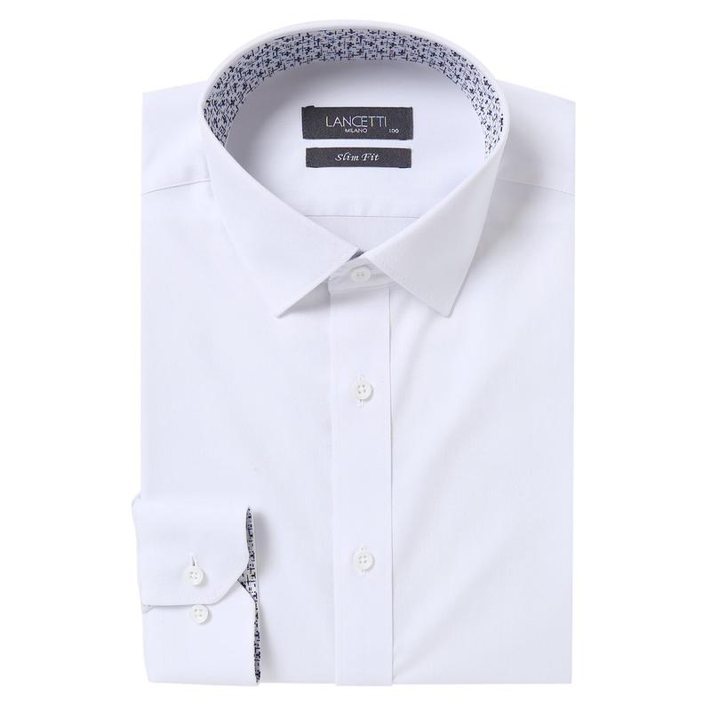 しわ防止ホワイトスリムフィット長袖シャツLVF4800WH 6,961円