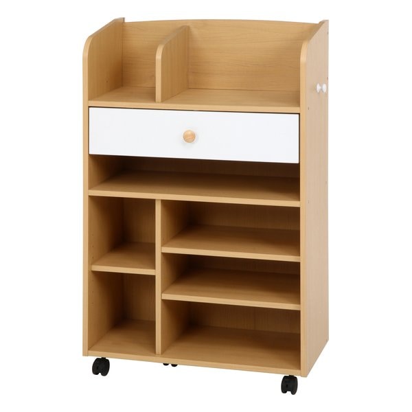 リビングラック ナチュラル ホワイト キャスター 付き FBC384-1