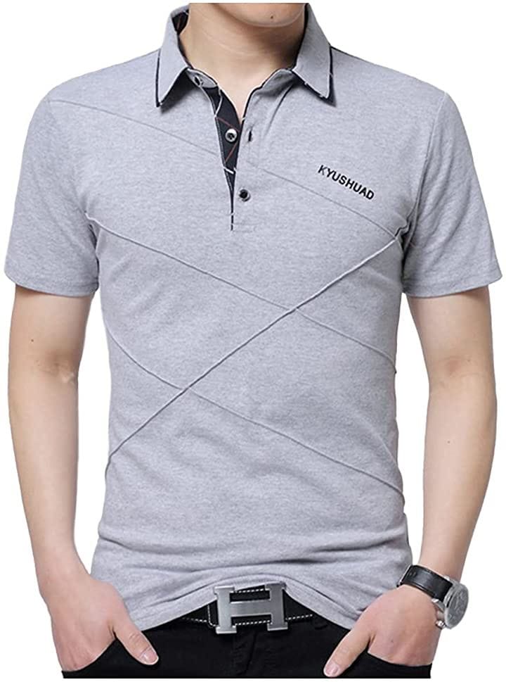 ポロシャツ メンズ 半袖シャツ トップス( グレー, 2XL)