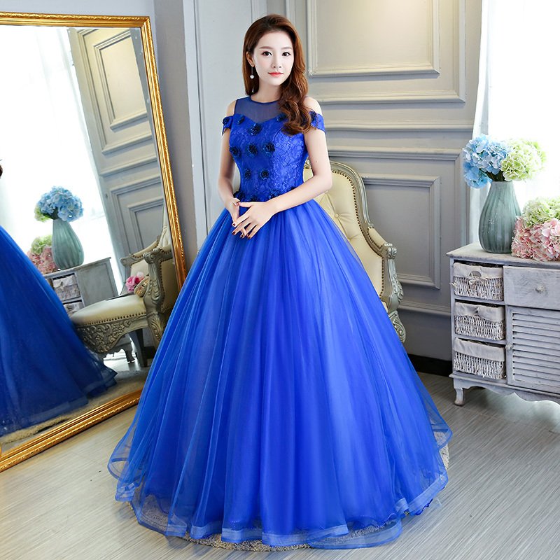 パーティードレス 結婚式 フォーマルドレス ブルー 二次会 ドレス 発表会 ロングドレス 演奏会 カ