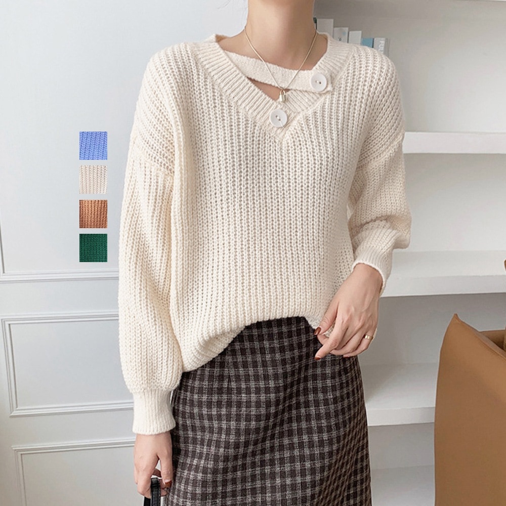 国内即納 ニットトップス 春秋冬 畦編みニット