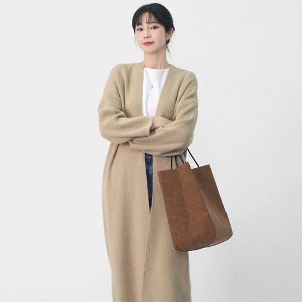 女性の春のカジュアルロングニットオープンルーズフィットロングスリーブボタン...