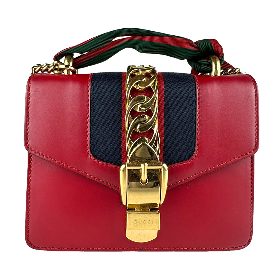 グッチ GUCCI ショルダーバッグ シルヴィ レザー レッド/ネイビー レディース 431666 z9146