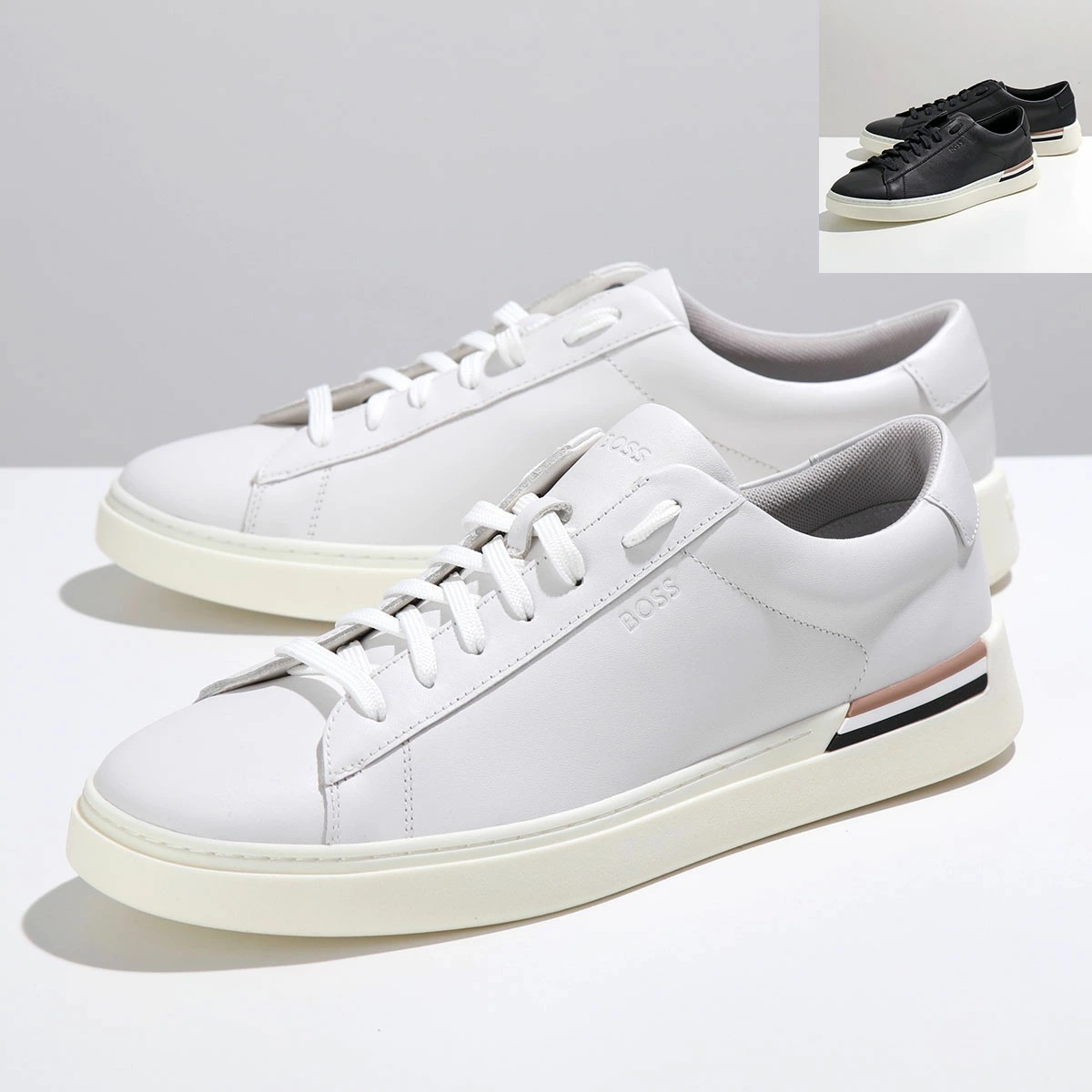 HUGO BOSS ヒューゴボス スニーカー 50502885 メンズ ローカット カップソール シグネチャーストライプ ロゴ レザー 靴 カラー2色