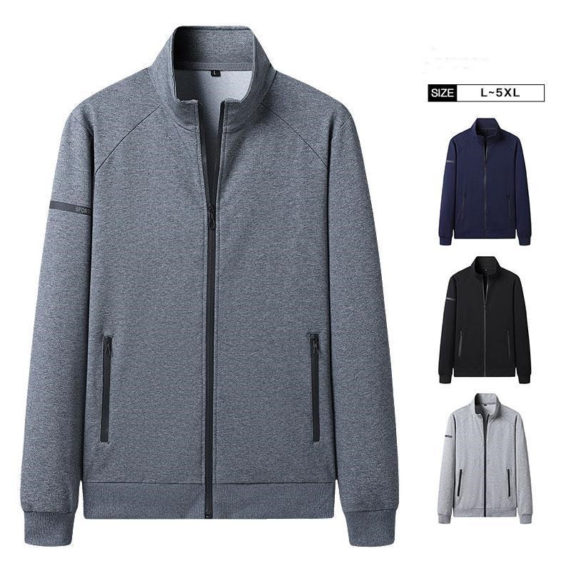 大人気 上品 パーカー メンズ 50代 前開き 長袖 ジャケット ジャンパー ノーカラー ブルゾン トレーナー ゆったり アウター 秋 スポーツ 英文字