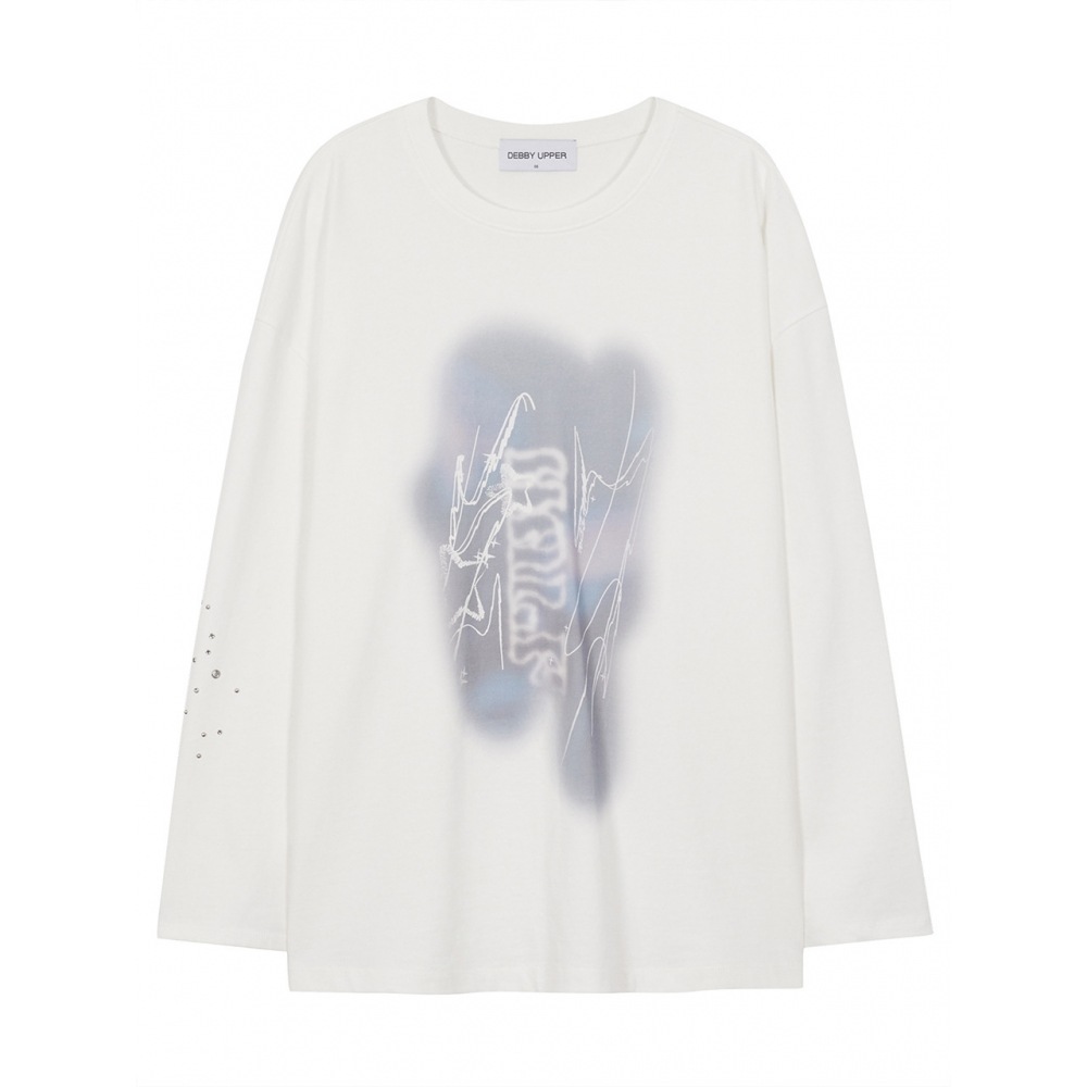 デビーアッパーオーバーフィットハーフプリント Tシャツホワイト