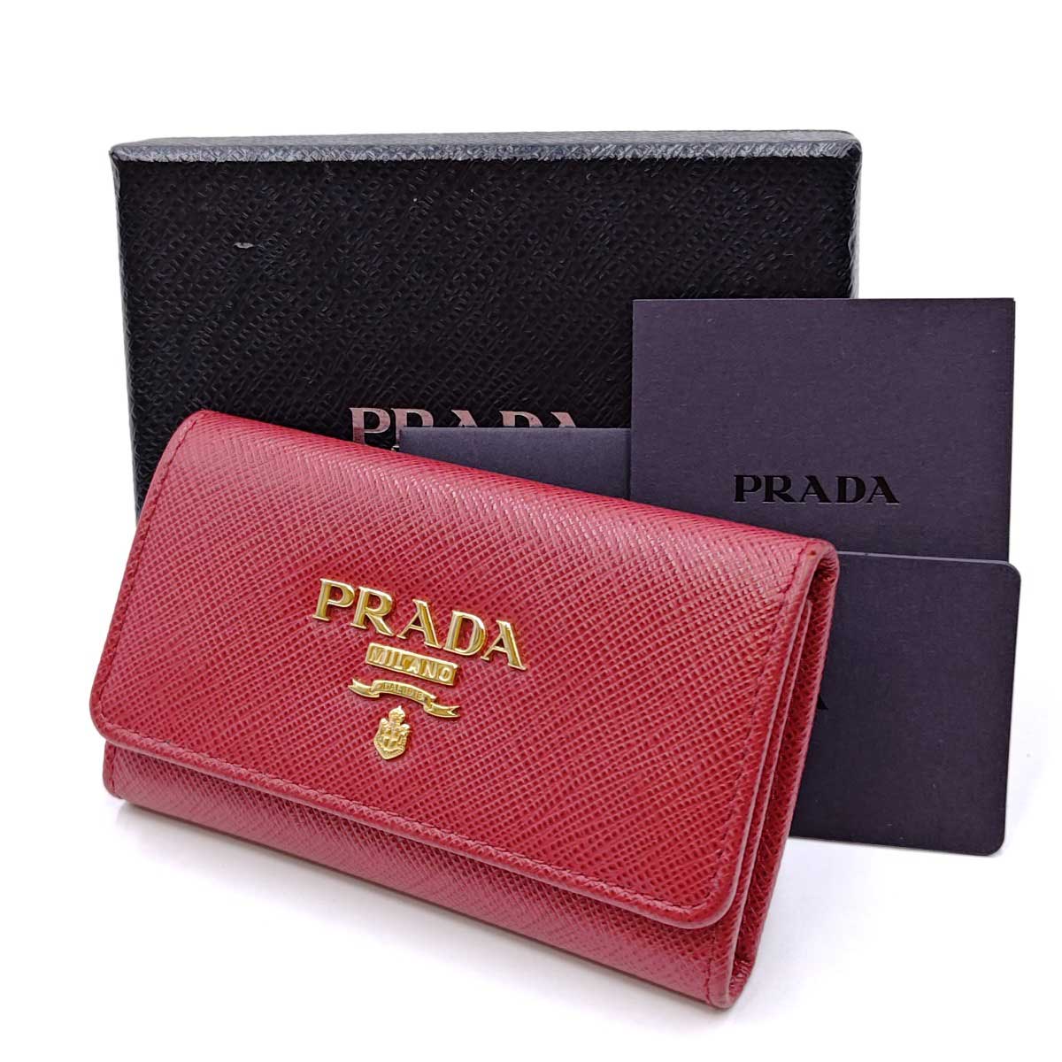 【中古】プラダ サフィアーノ 4連キーケース メタル フォーコレッド 1PG004 レディース PRADA