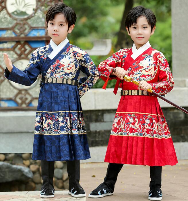 子供コスプレ衣装 中華風チャイナドレス 唐装漢服 龍柄 武士服 男の子 女の子 演出服 中華流ステージ衣装 コスプレ衣装 ハロウイン コスム時代劇コスム仮装変装　写真撮影ドレス ステージ衣