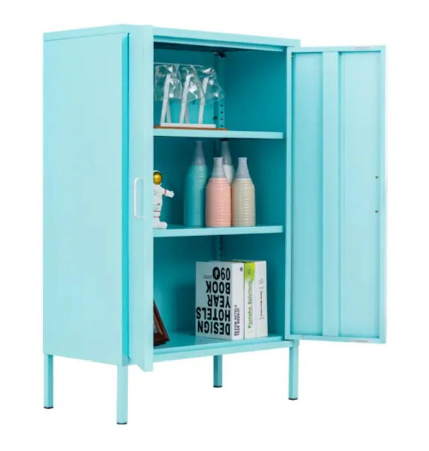 モダンな2ドアショートスチールファイルキャビネット鉄オフィスドキュメント食器棚組み立て金属ファイリングキャビネット