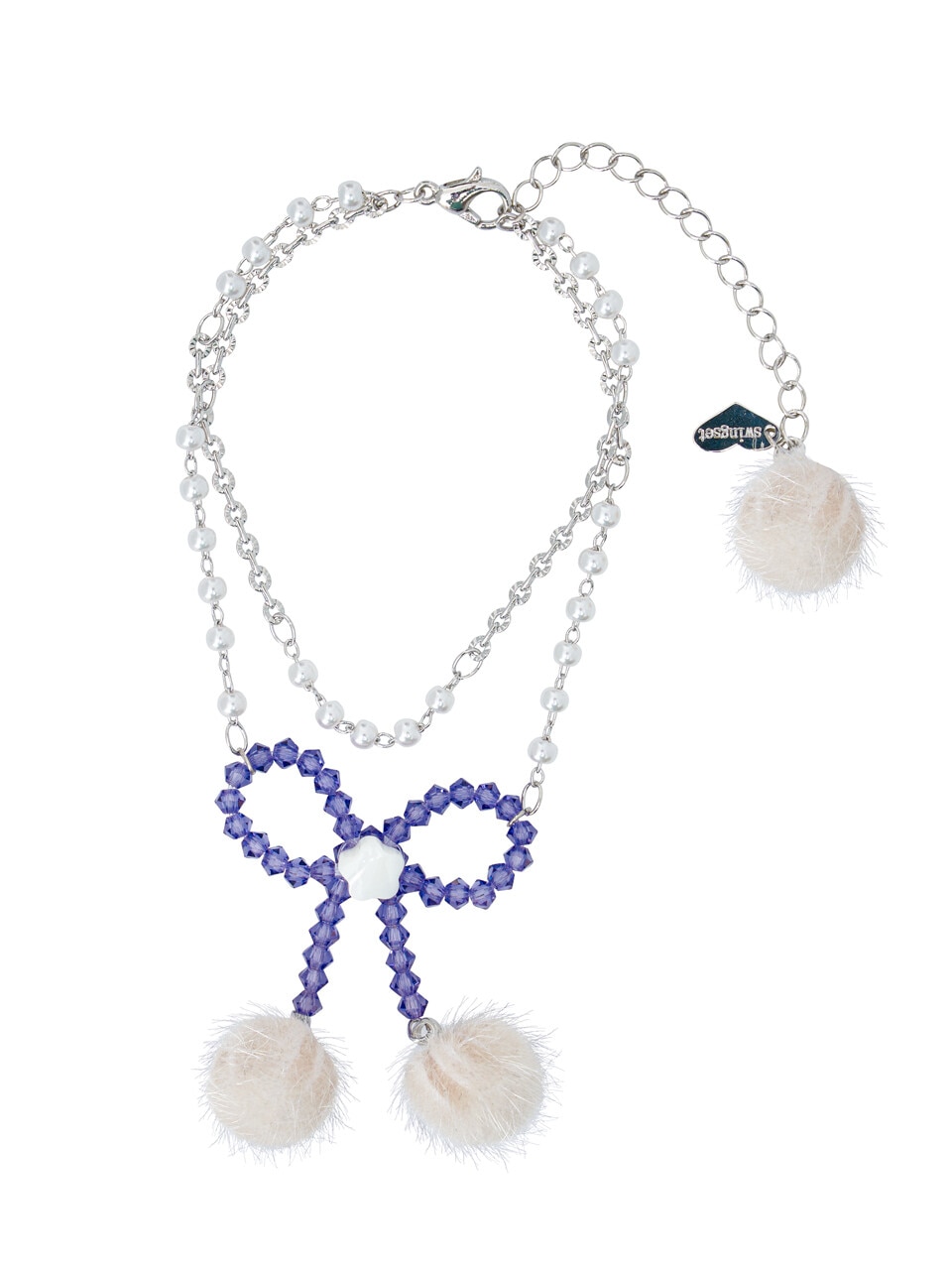 Seasonless Snow Ribbon Beads Bracelet (Purple)