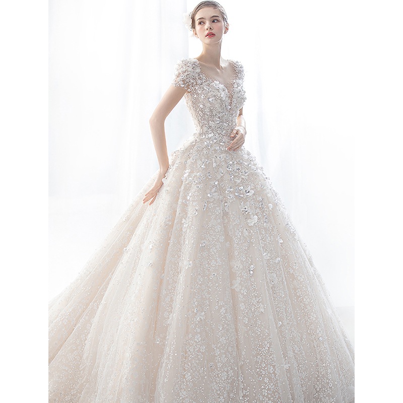 ライトウェディングドレス 2024年新花嫁 プチメインヤーン ワンショルダーウェディングドレス 妊婦用 冬