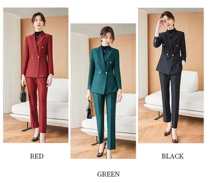 おすすめ品３色 レディーススーツ 韓国風 2点セット ビジネススーツ 女性スーツ 事務服 カジュアルスーツ 通勤 フォーマルスーツ セレモニースーツ OL パンツセット ジャケット+パンツ 卒業式 オ