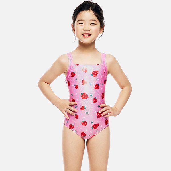 [] 女の子 スイートベリー リフレクション ラインバック ワンピース水着 ピンク (B6SKSWS305PNK)