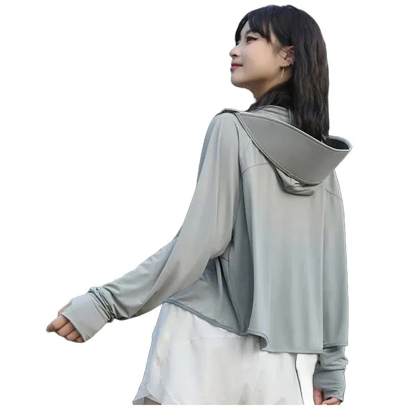 フリーサイズ日焼け止め服シャツ女性連帽ケープ黒ゴムつば通気薄手アイスシルクオリーブグリーン黒ゴムつばフリーサイズ