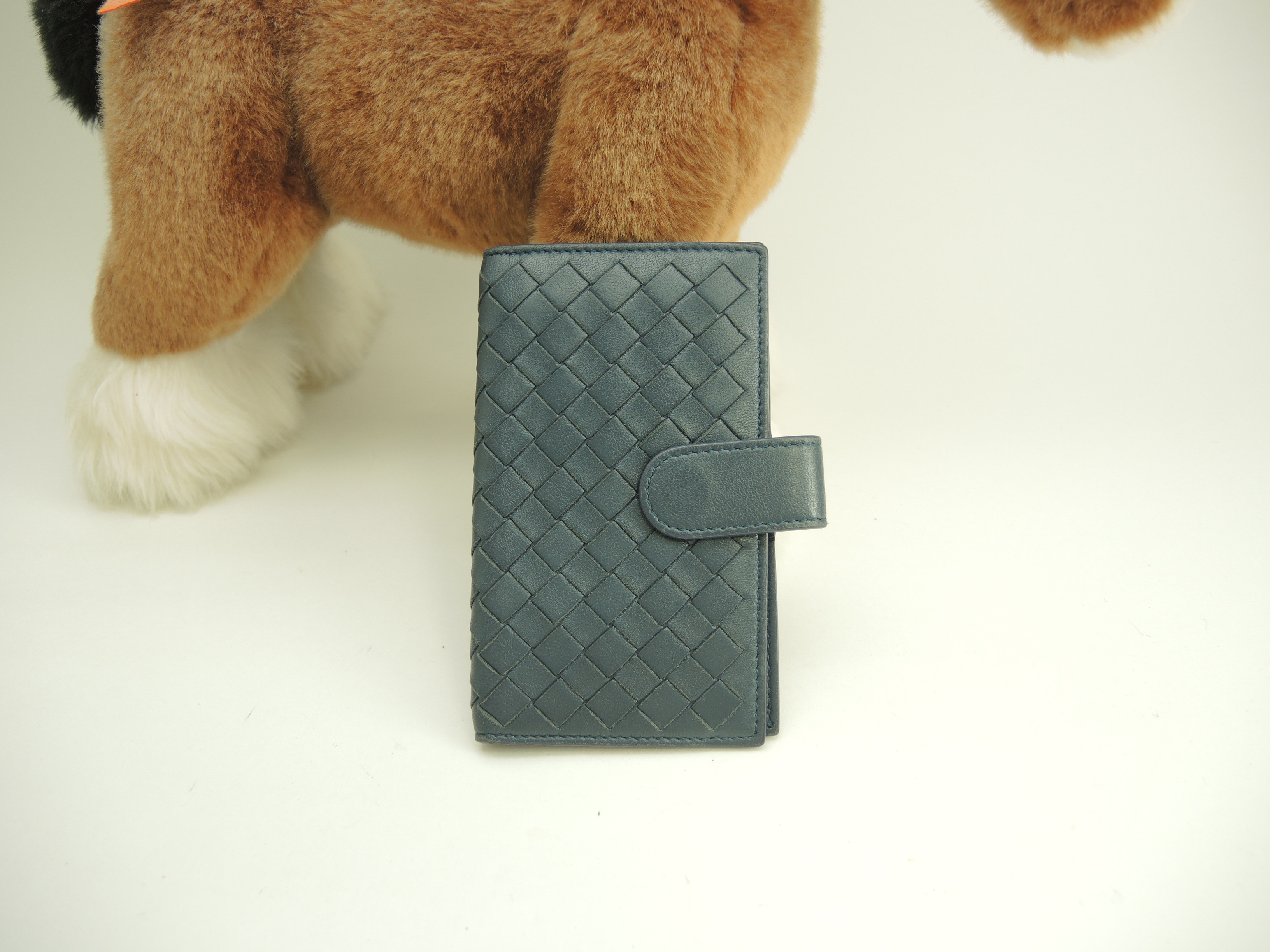 カード用ポケット付キーケース イントレチャート レザー紺@S01485490H