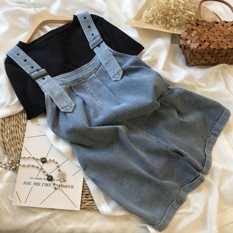 レディース サロペット オールインワン デニム ショートパンツ オーバーオール ショート ノースリーブ ストレート ストリート ポケット かわいい 大人可愛い シンプル カジュアル おしゃれ レトロ