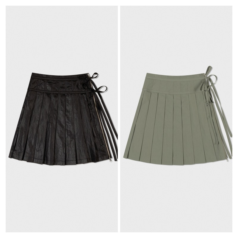 【LOW CLASSIC】 PLEATED ZIPPER SKIRT : 2COLORS