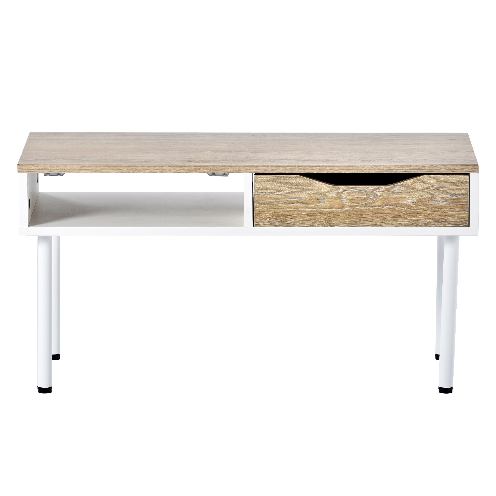 【国内出荷-送.料.無.料】【新SKU：298057】【新品登場】簡易テーブルローテーブルセンターテーブルソファテーブル引き出し1つ付きリビングテーブルカフェテーブル組み立て簡単【ホワイト+ナチュラル