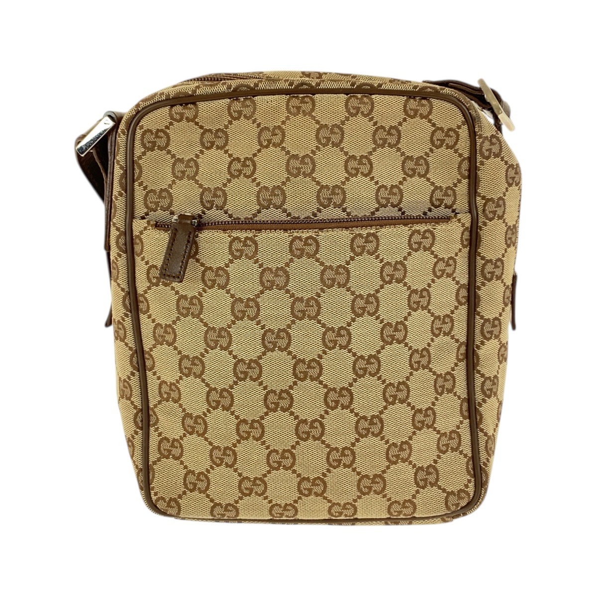 ベージュ ブラウン シルバー金具 GGキャンバス/レザー 018 1612 ショルダーバッグ ポシェット レディース 506500