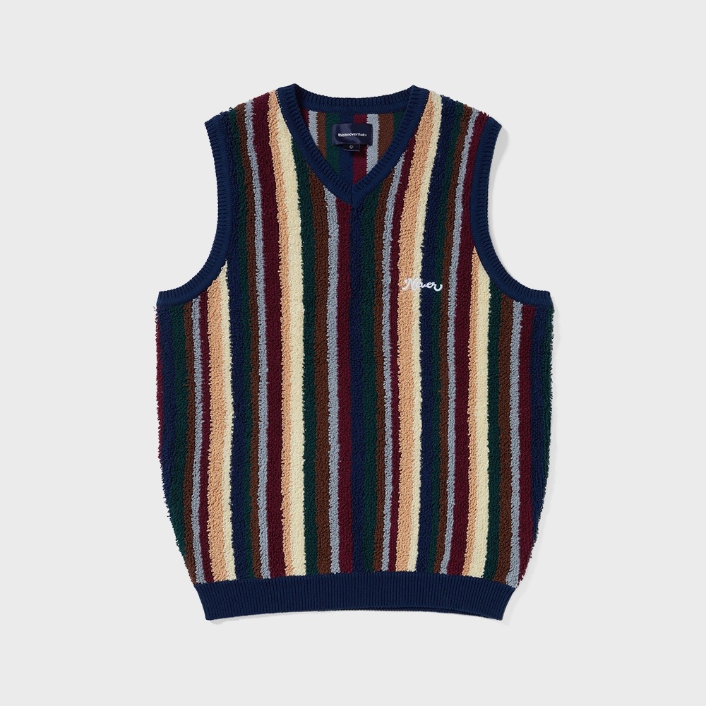 ディス・イーズ・ネヴァー・ザット・ストライプ・ニットベストネイビー