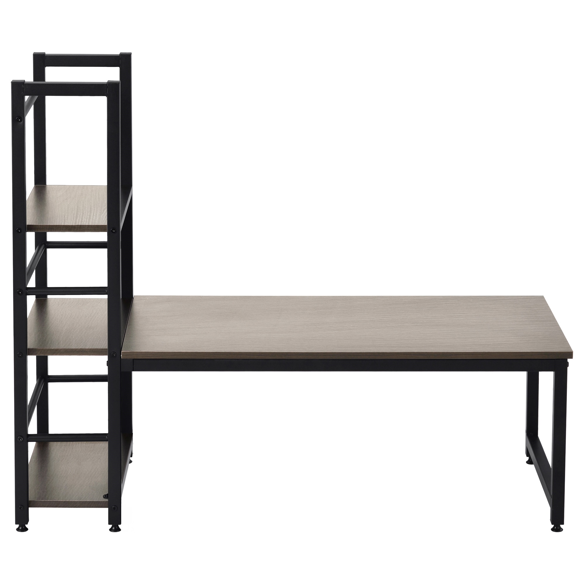 291【新品登場】【グレー】H型PCデスク ロータイプ一体型 ラック付き デスク ワークデスク 木製 学習デスク