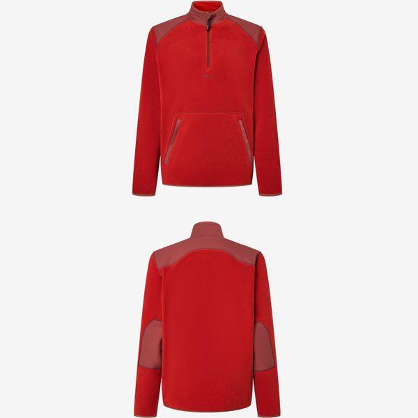 4/1ジップアップ 赤 フリース長袖 軽量 保温 デイリー 登山服上着 登山Tシャツ スポーツコーデ 簡単な運動用品ウェア