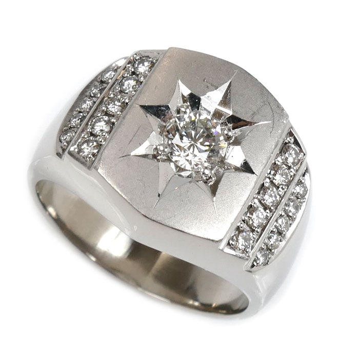 Pt900プラチナ リング・指輪 ダイヤモンド0.44ct/0.30ct 21号 27.2g メンズ 中古