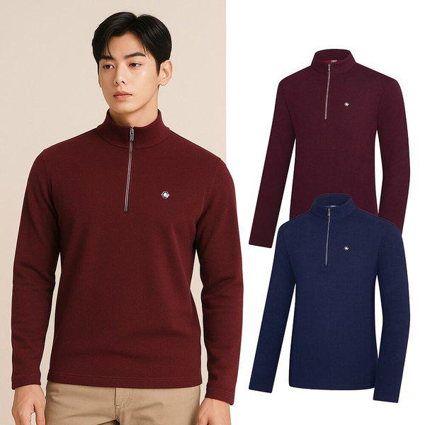 男性用保温ベーシック登山長袖ハーフジップTシャツ KSC455TT3M