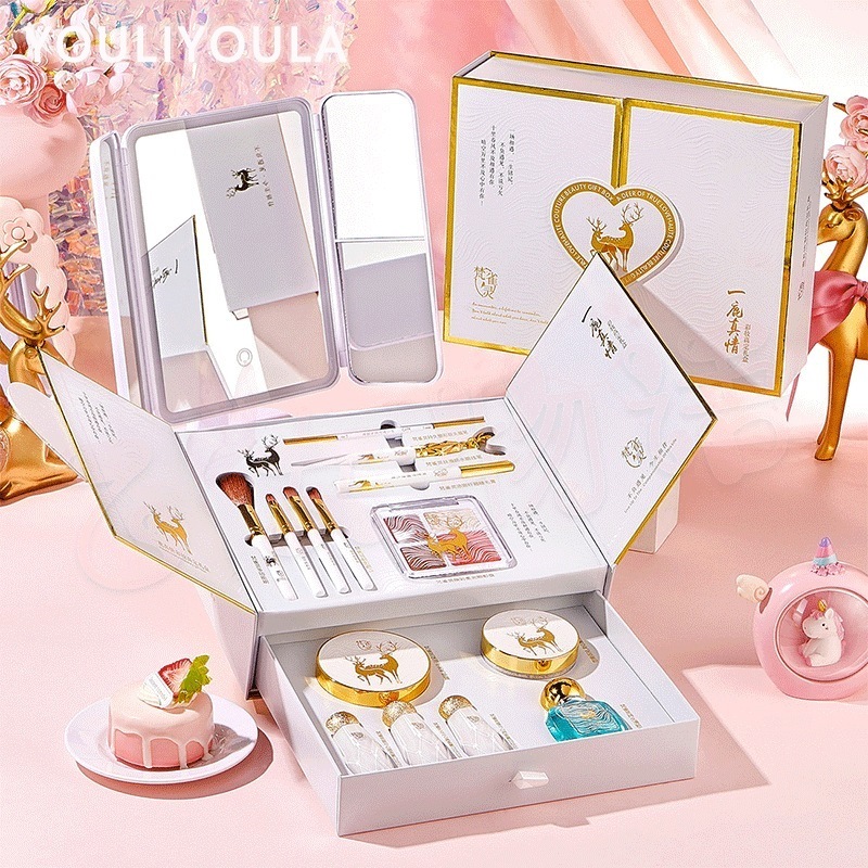 【限定商品 急速出荷】小鹿化粧箱化粧セットLed鏡多機能化粧箱誕生日プレゼント化粧箱バレンタインデープレゼントkawaii的化粧品SNS話題化粧道具出張化粧品一式中国化粧品