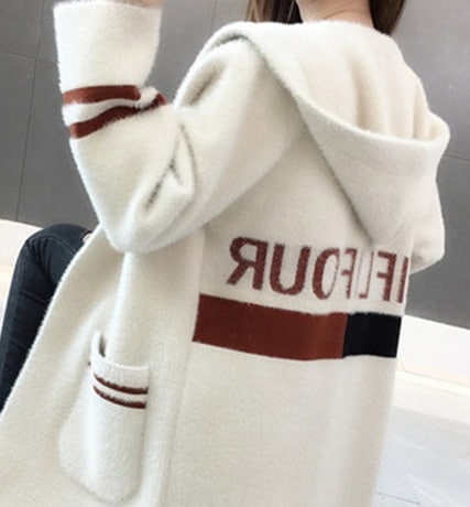 【送料無料】レディース コート バックロゴ ダブルライン フード付 3カラー 大人可愛い