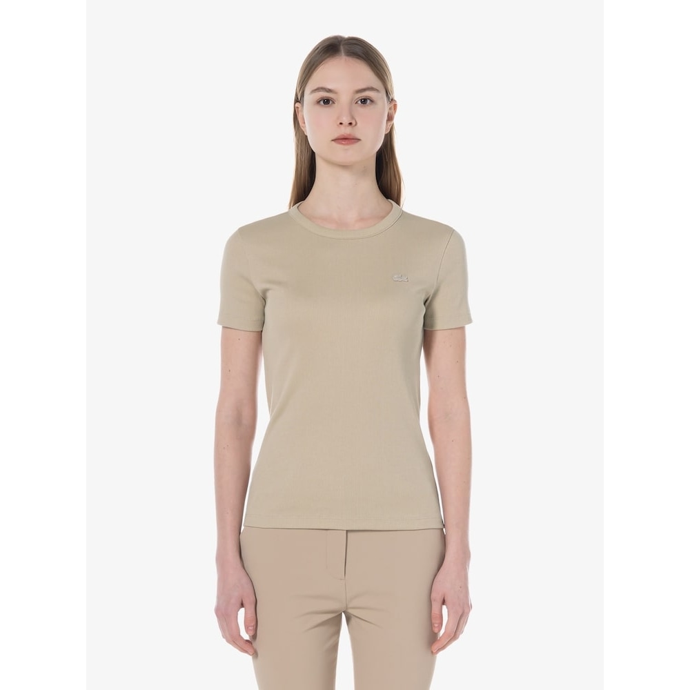 LACOSTE 女性用リブ付きスリムフィット T シャツ TF553E-54G IXQ Q2NTF553E-54GIXQ