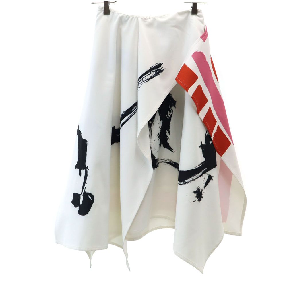 ミディ丈 スカート S ホワイト系 バックボタン バックジップ レディース