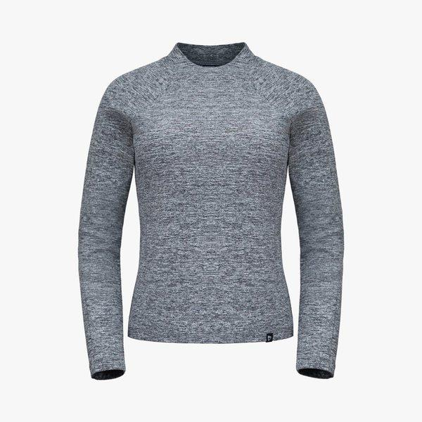 レディース メランジブラック セミモックネック モックネック 裏起毛 Tシャツ / 女性用 秋冬 長袖Tシャツ PW3WT24W413_IC