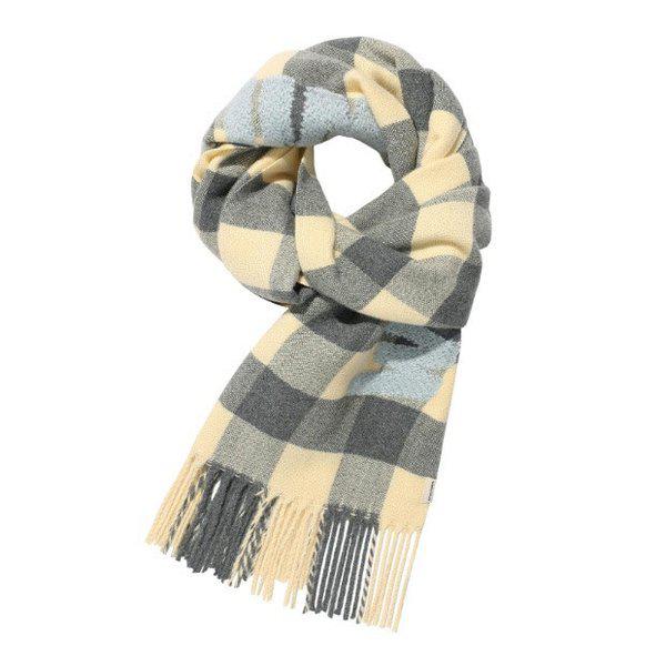 ワキウィリーネックウォーマー KQJ WA2503MU07YE チェック柄ウーブンマフラー イエロー