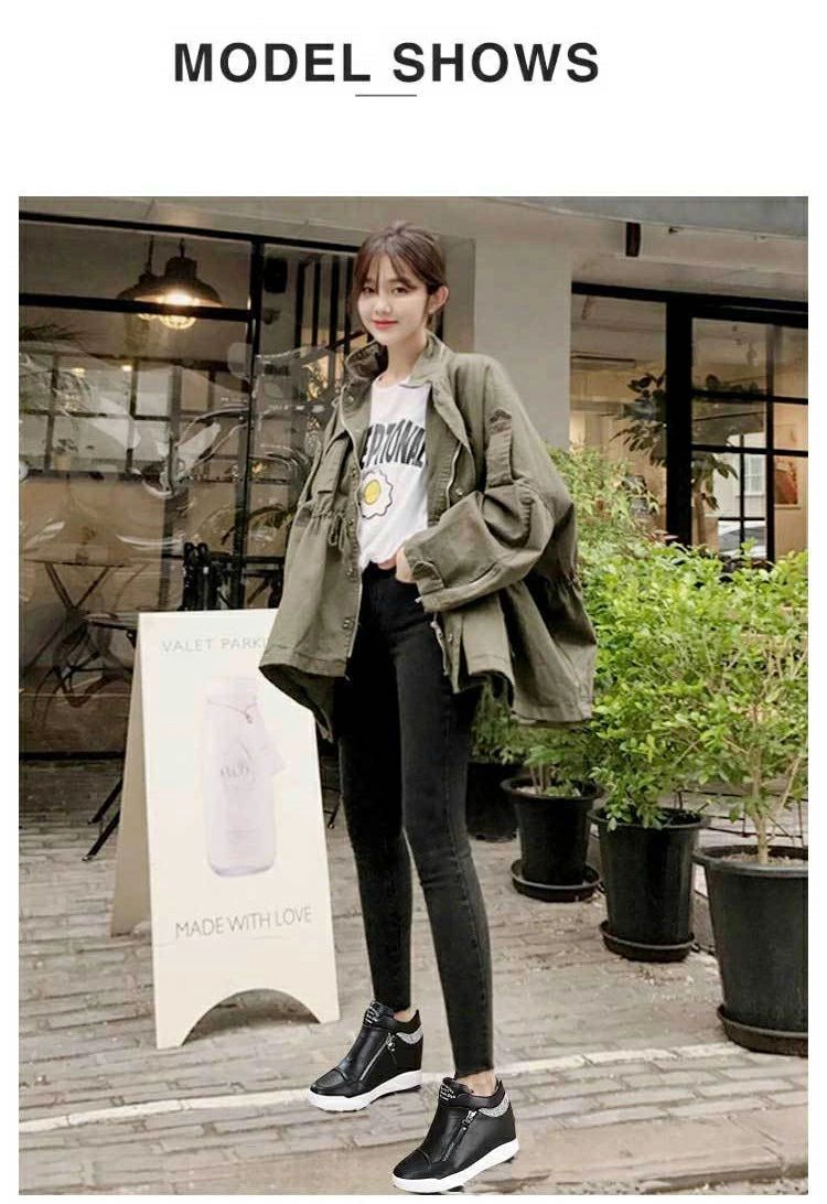 スニーカー ハイヒール レディース 小さいサイズ スニーカー ）厚底 ジップ ハイカット( ハイカットスニーカー ヒール7cm インヒールスニーカー スリッポン 大きいサイズ 黒 ハイカットインヒール 5,933円