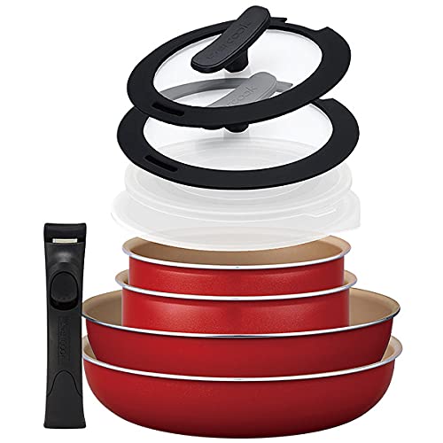 エバークック IH対応9点セット ワインレッド