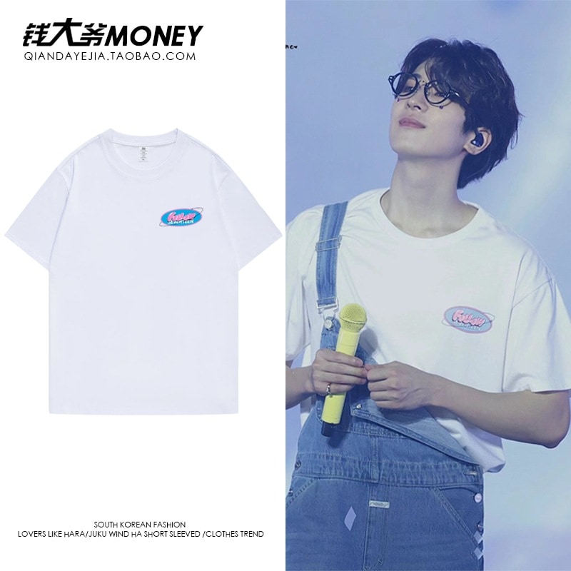 【期間限定 】 seventeen Quan Yuanyou Follow コンサート Tシャツ レディース 半袖 トップス コットン ホワイト2枚購入でカード1パスケース