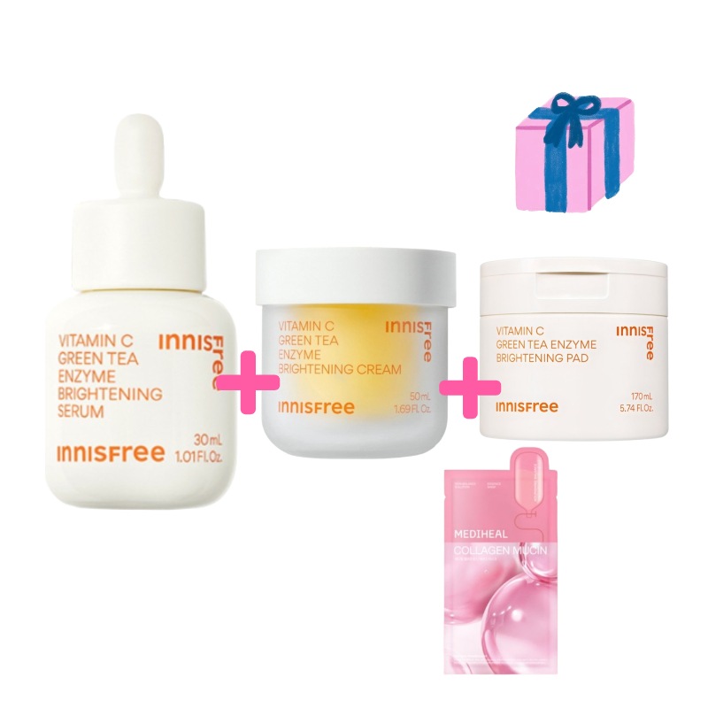 【公式/韓国正規品】[限定数量]【/ラッキーボックス】透明感/毛穴光彩ケア/ ビタミンC セラム30ml + クリーム50ml + トーンアップ グロウパッド60枚／メディヒール マスク付