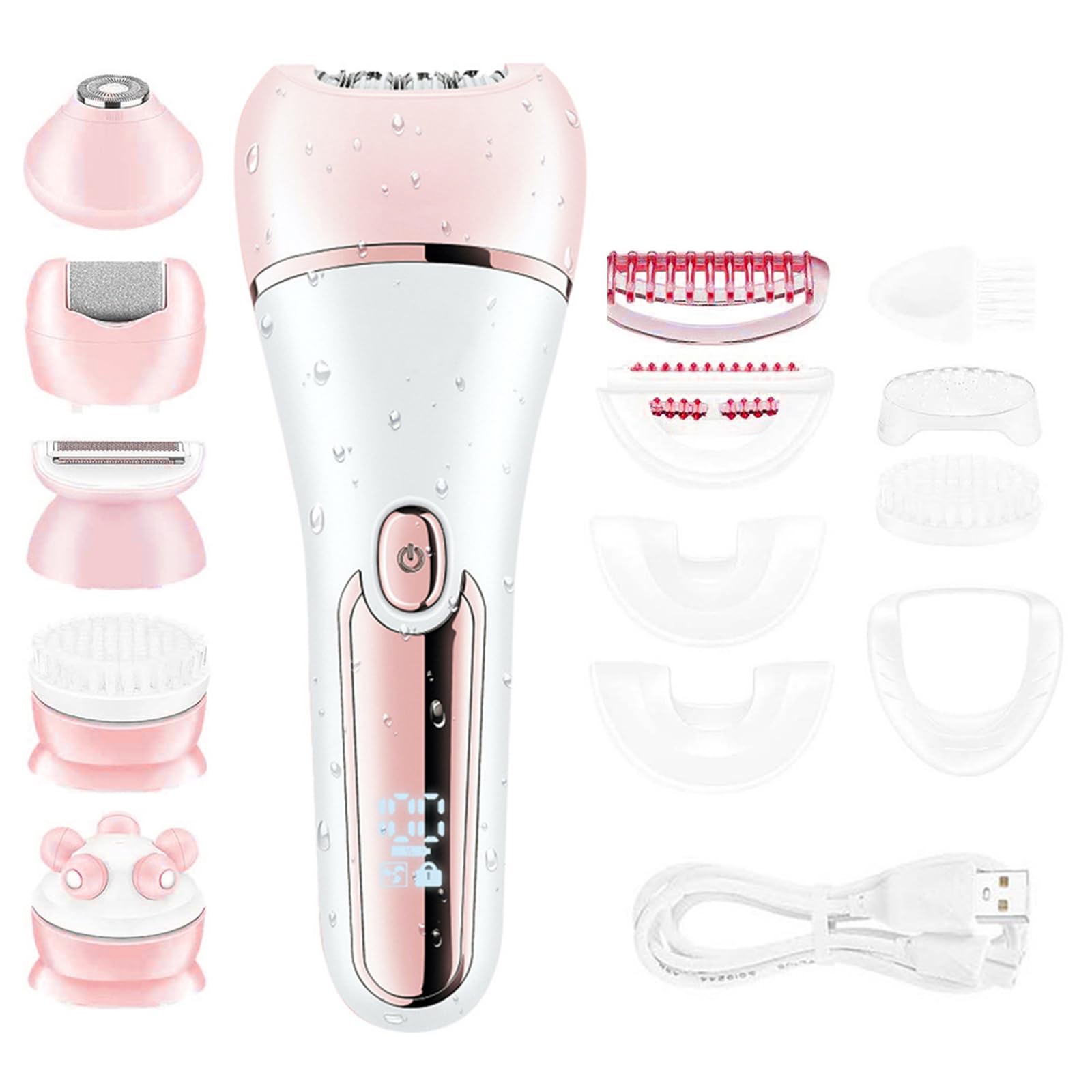 多機能シェーバー1台6脱毛器USB充電式脱毛器IPX7防水脱毛器LEDディスプレイコンパクト電気シェーバー洗えるウェット＆ドライボディシェーバー