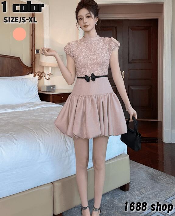 コスパ最高2025 ワンピース Aライン ミニ 姫系ワンピース　花柄　ワンピース インポート ひざ丈 ミドル丈 エレガント　韓国ファッション シンプル Vネック パーティドレス 袖あり　お嬢様 セクシ 5,164円