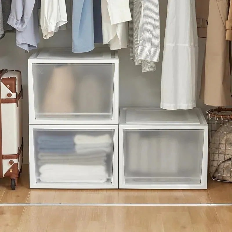 ネスティングチェスト 3個セット NSBC-500D×3 ホワイト/クリア W40×D50×H30cm 3個セット 積み重ねて自由にアレンジ クローゼット内の空いたス