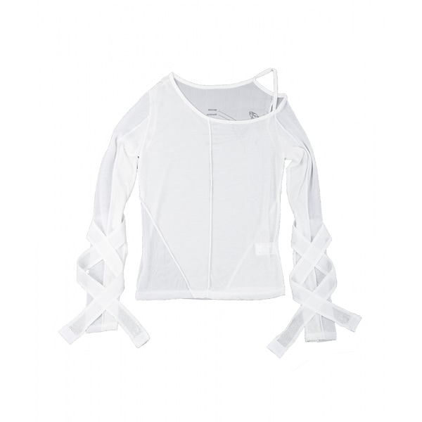 【OJOS】★人気★バンデージ マッシュ Tシャツ Qoo10 ojos OJOS バンデージメッシュ T 無地