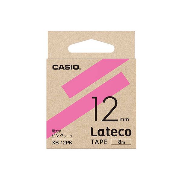 (5個セット) カシオ計算機 Lateco 詰め替え用テープ 12mm ピンクテープ黒文字 XB-12PKX5