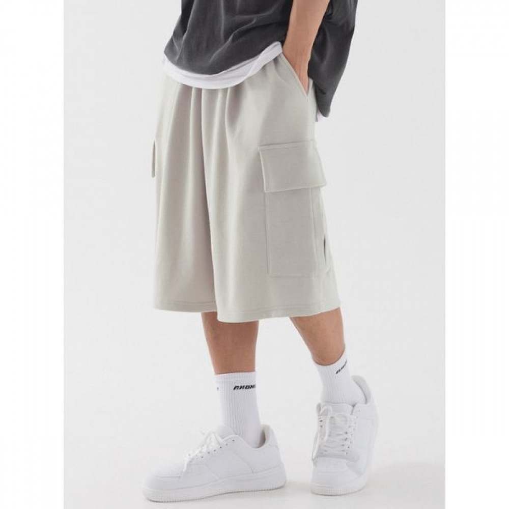 [Pianer] ワイドカーゴスウェットバミューダパンツ (ライトグレー)