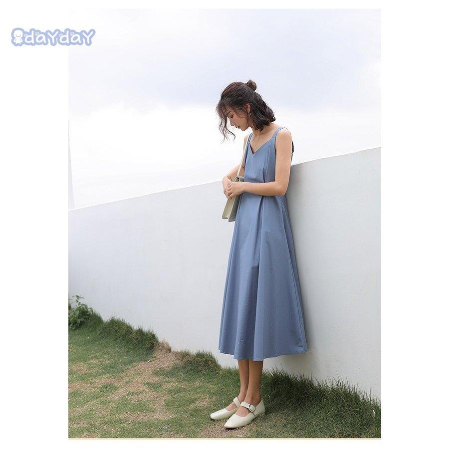 ワンピース ワンピ ロングワンピース レディース チュニック マキシ丈 ロング丈 膝下 無地 Vネック ノースリーブ Aライン 綿 シンプル フレア コーデ 着痩せ 夏