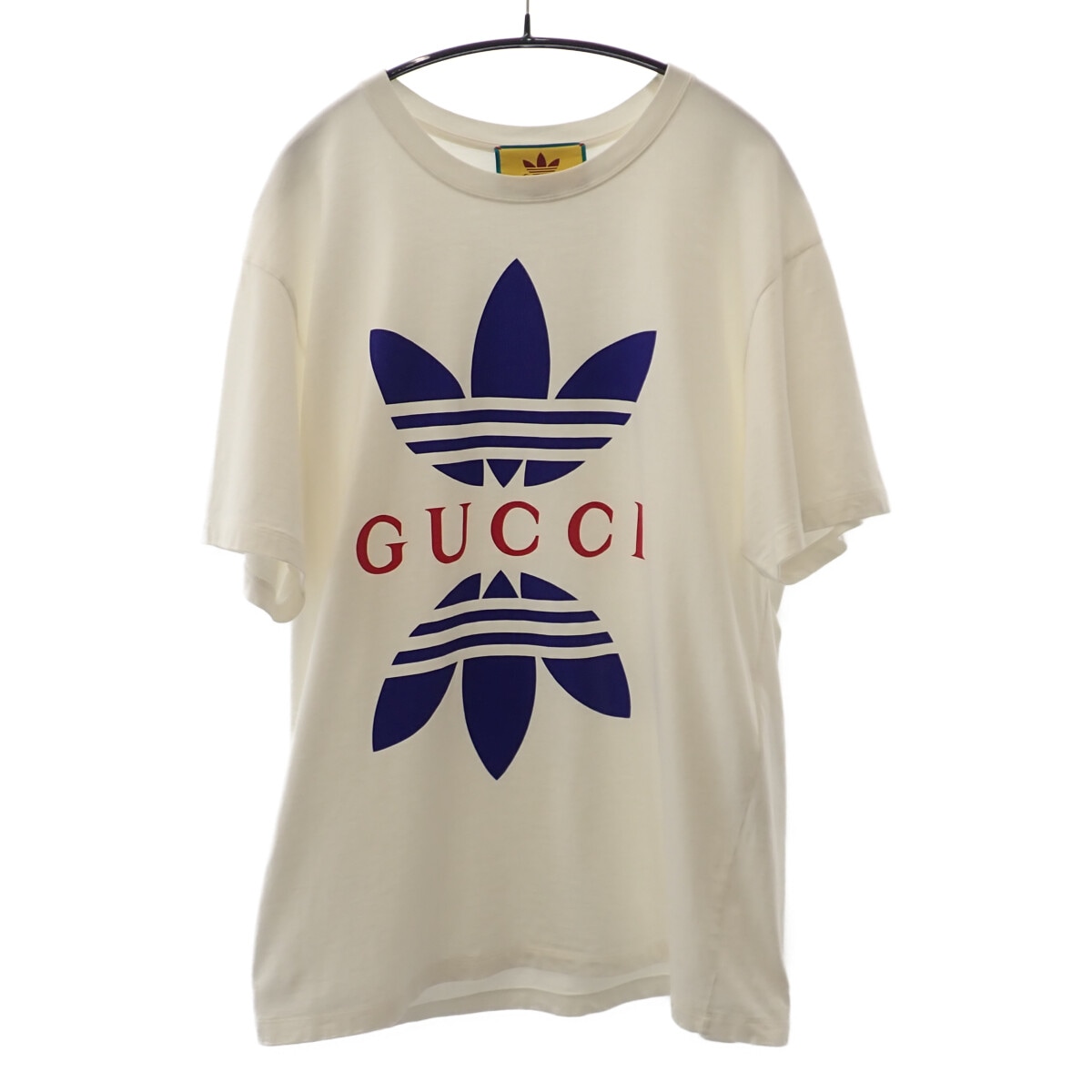 【ABランク】 アディダスコラボ ロゴプリント Tシャツ 半袖 トップス 548334 XJEMJ 9280 コットン100% ホワイト ブルー Lサイズ