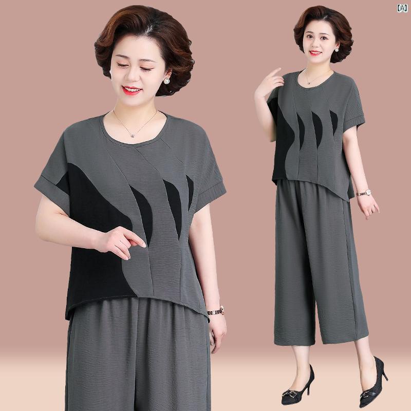 ママ 夏 たり シフォン スーツ 40 50代 レディース トップス 半袖 Tシャツ