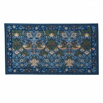 川島織物セルコン Morris Design Studio イチゴドロボウ マット 約67x120cm FH1709A B ブルー