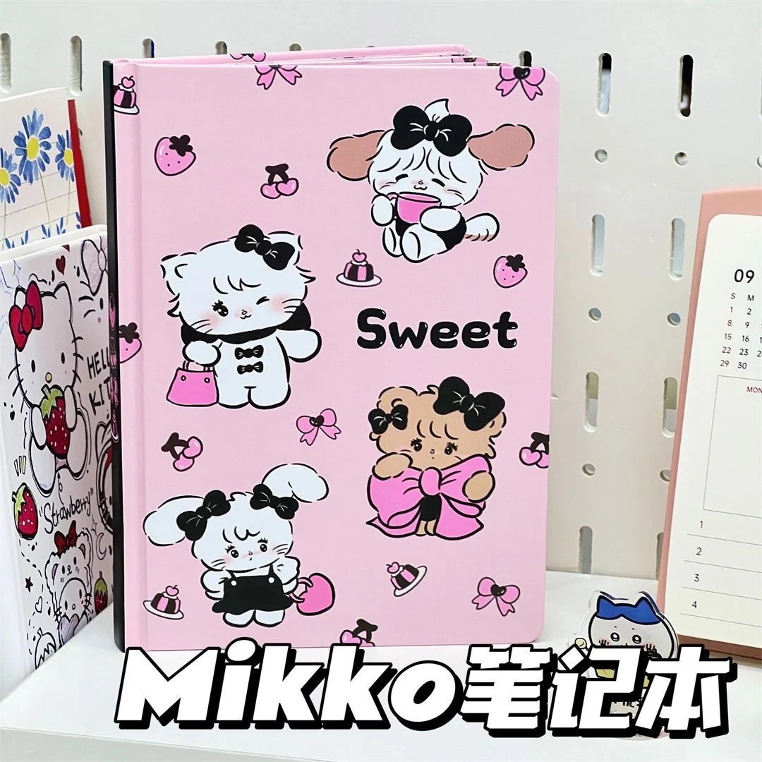かわいいmikkoカラーページハードケースa5ノートピンク少女心超厚横線日記帳手帳