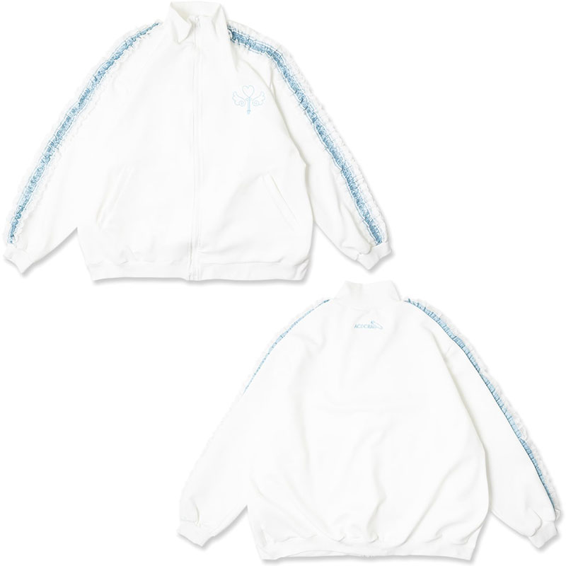 ACDC RAG 魔法 ジャージジャケット WH/P.BL 長袖 原宿 韓国 原宿系 ファッション レディース かわいい 派手カワ サイドライン フリル